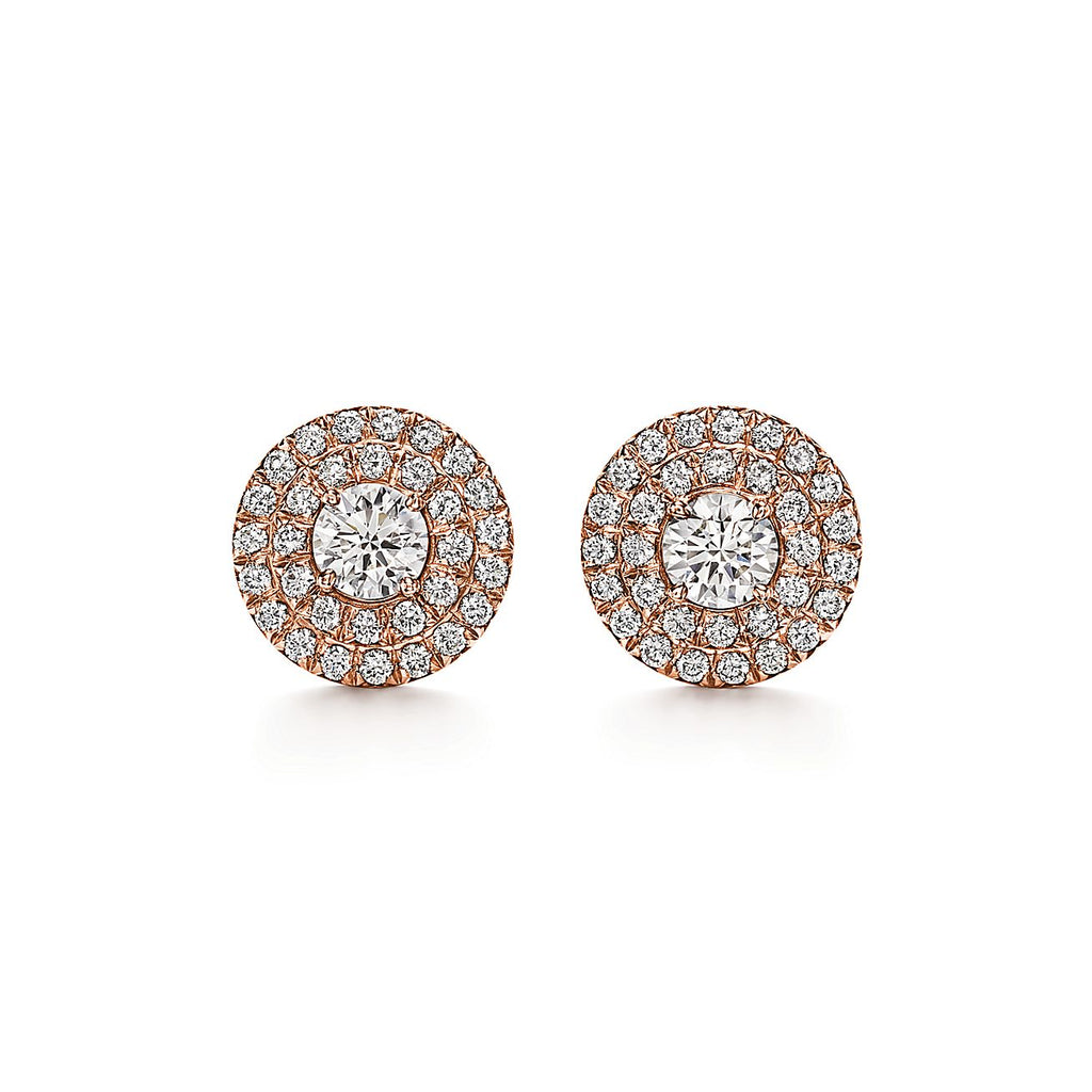 18K Tiffany Soleste Diamonds Rose Gold Earrings