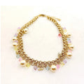 18K  Chanel Pink Crystal Chain Links Necklace