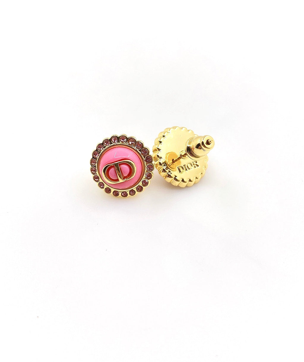 18K  Chanel Pink Crystal Earrings