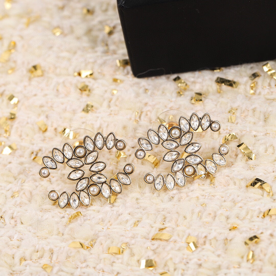 18K  Chanel Crystal Earrings