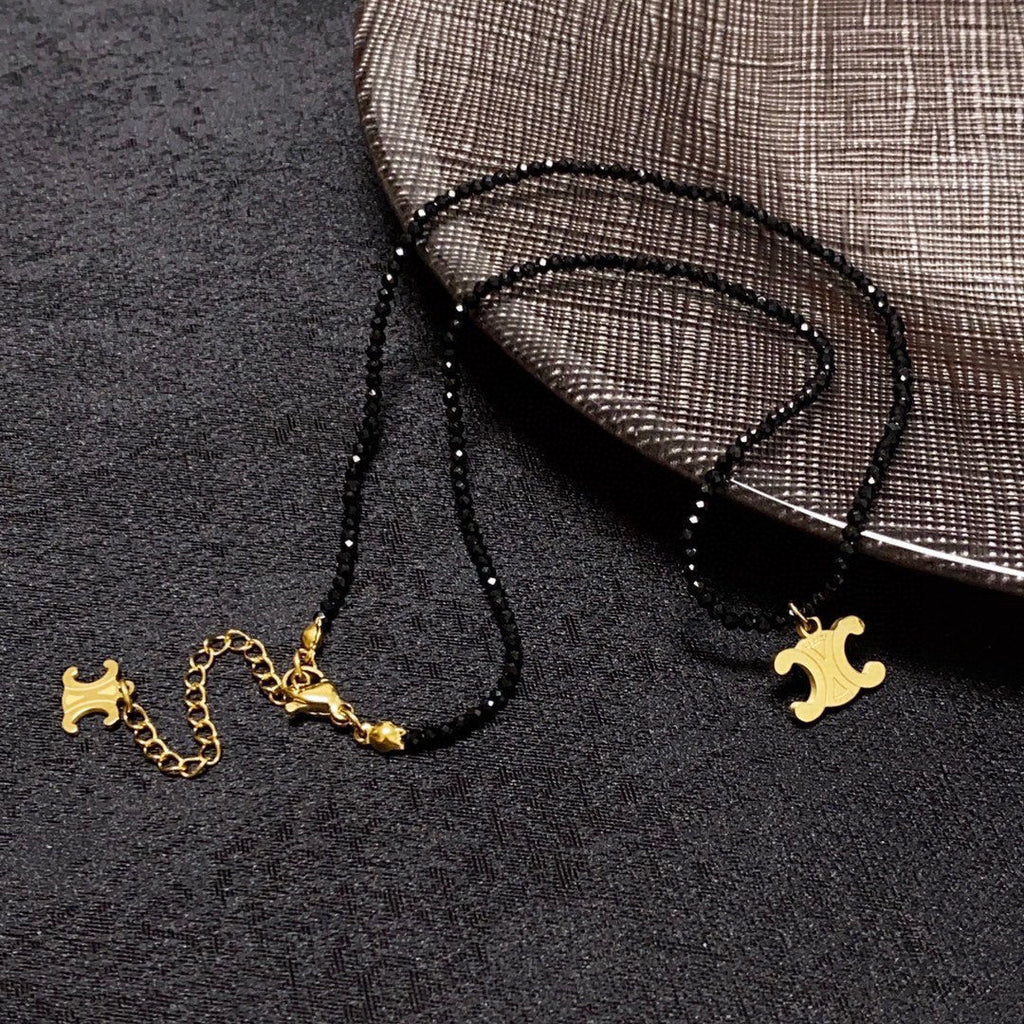 18K Celine Black Crystals Necklace