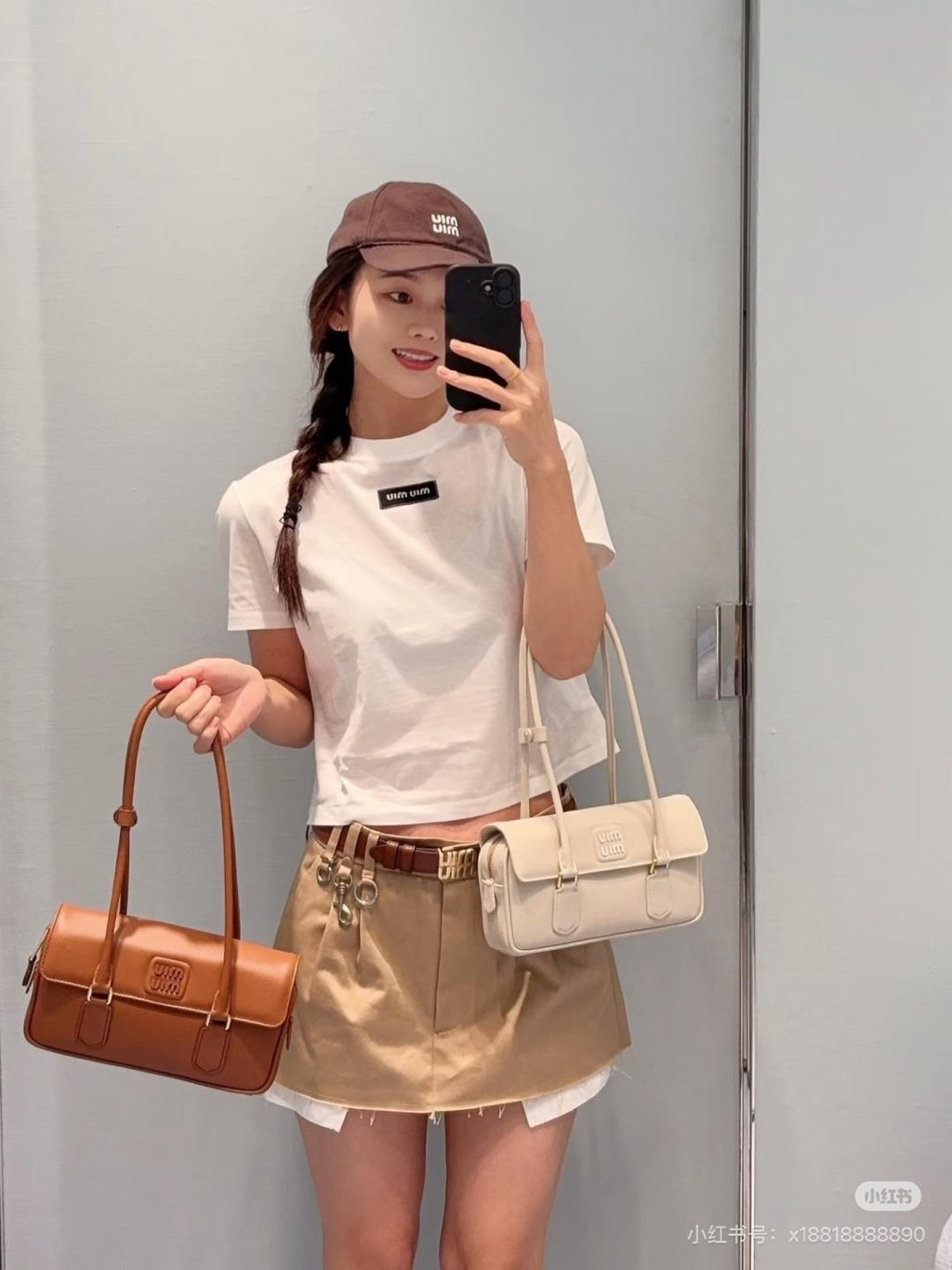 Miu Miu Square-Buckle Baguette Shoulder Bag — comparison