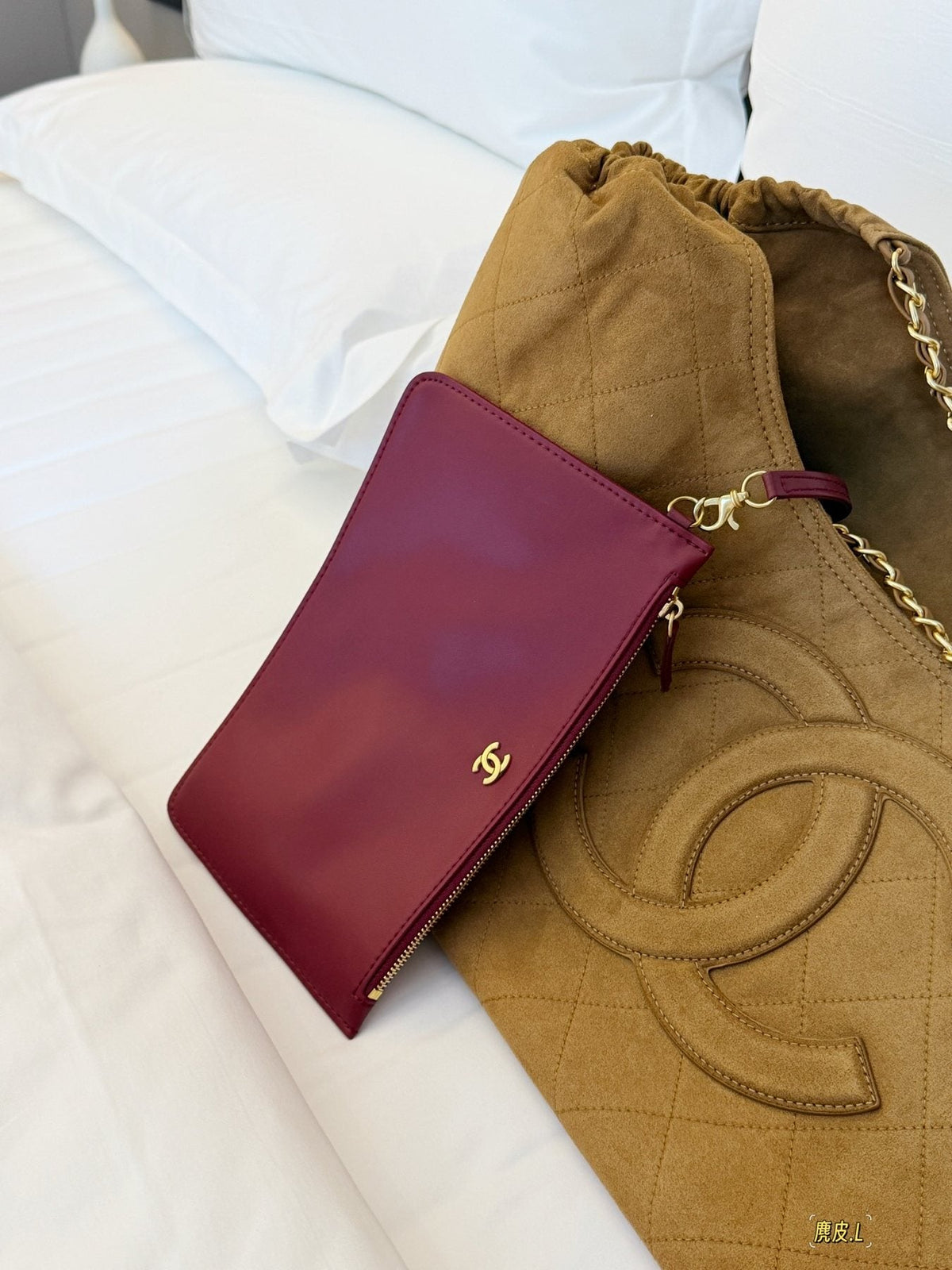 Chanel BocoBeach Quilted Suede Tote — front