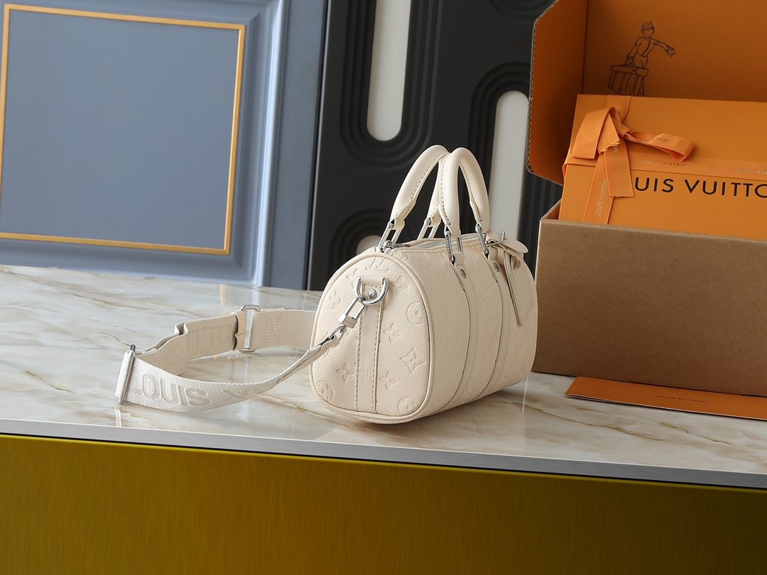 Louis Vuitton Keepall Monogram Taurillon Leather Handbag — side