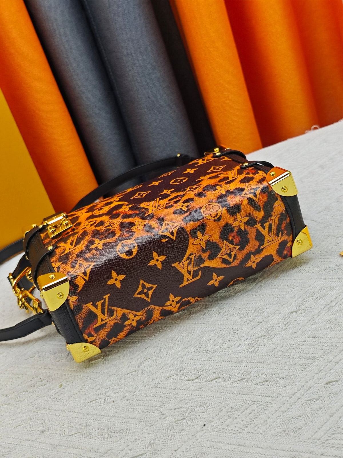 Louis Vuitton Side Trunk Leopard-Print Handbag — detail