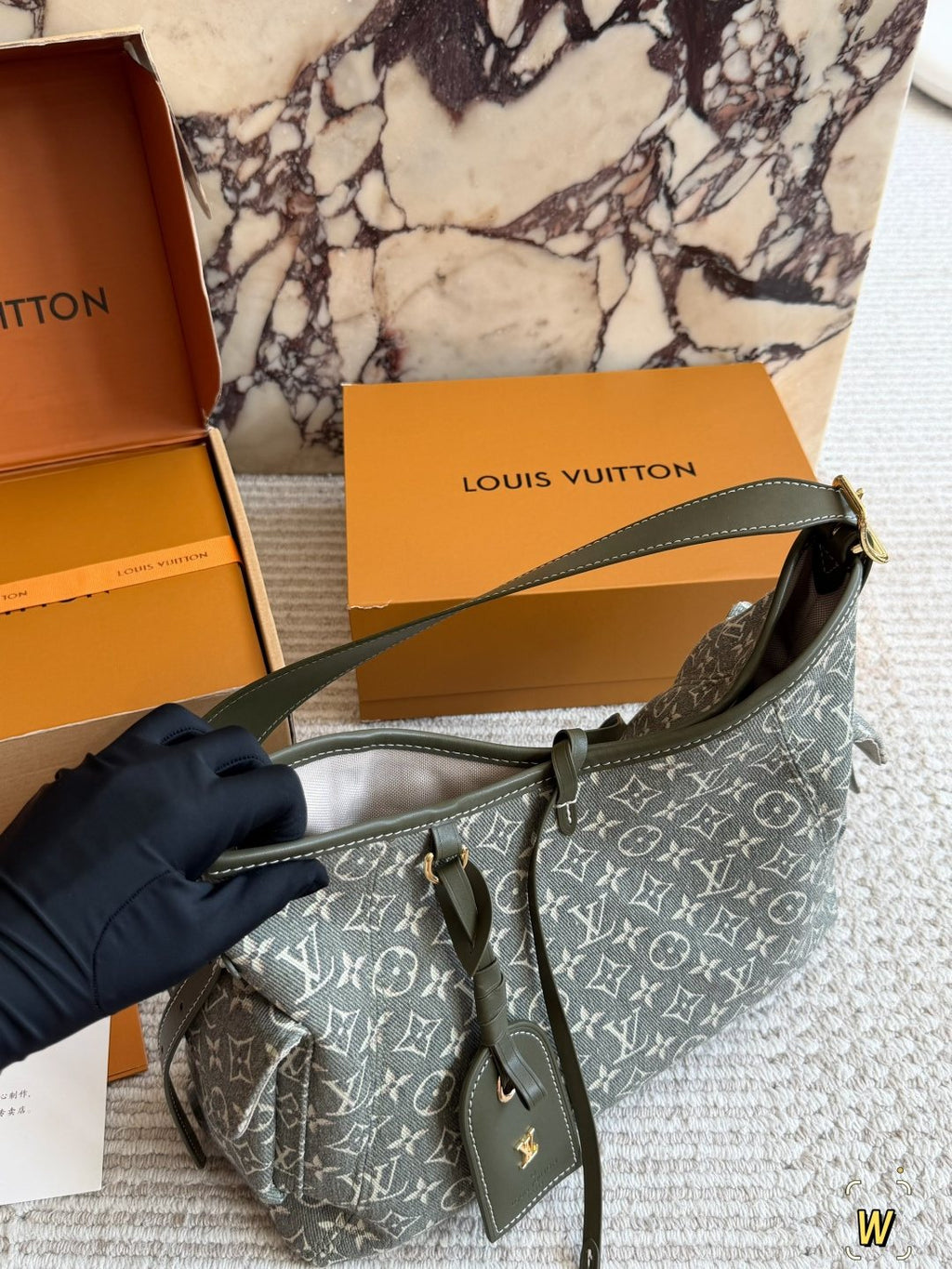 Louis Vuitton Carryall Monogram Shoulder Bag with Pouch — front