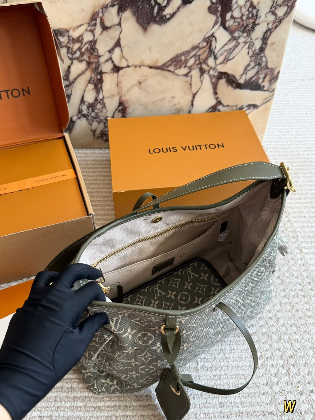 Louis Vuitton Carryall Monogram Shoulder Bag with Pouch — front