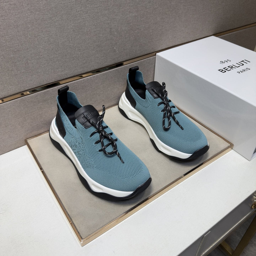 Berluti Dusty Blue Lace-Up Sneakers — front