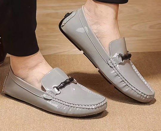 Versace Glossy Gray Bit Loafers — hero