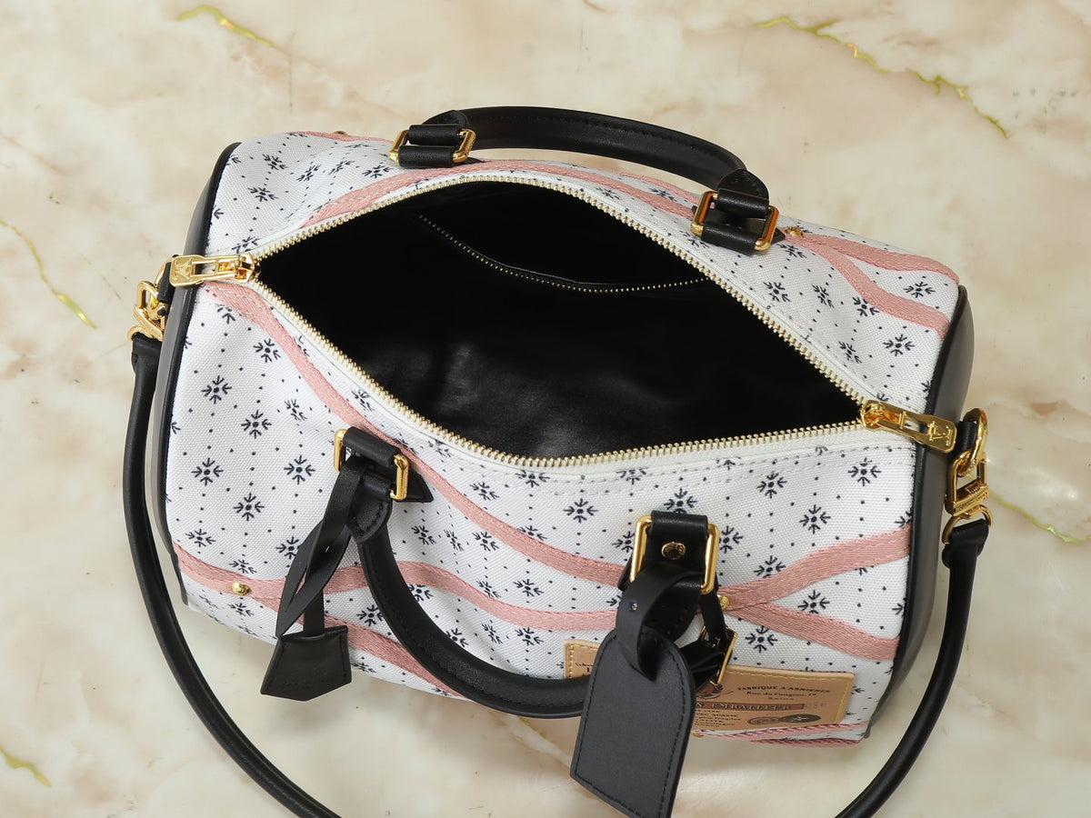 Louis Vuitton Speedy Soft Pink-Band Textile Handbag — detail