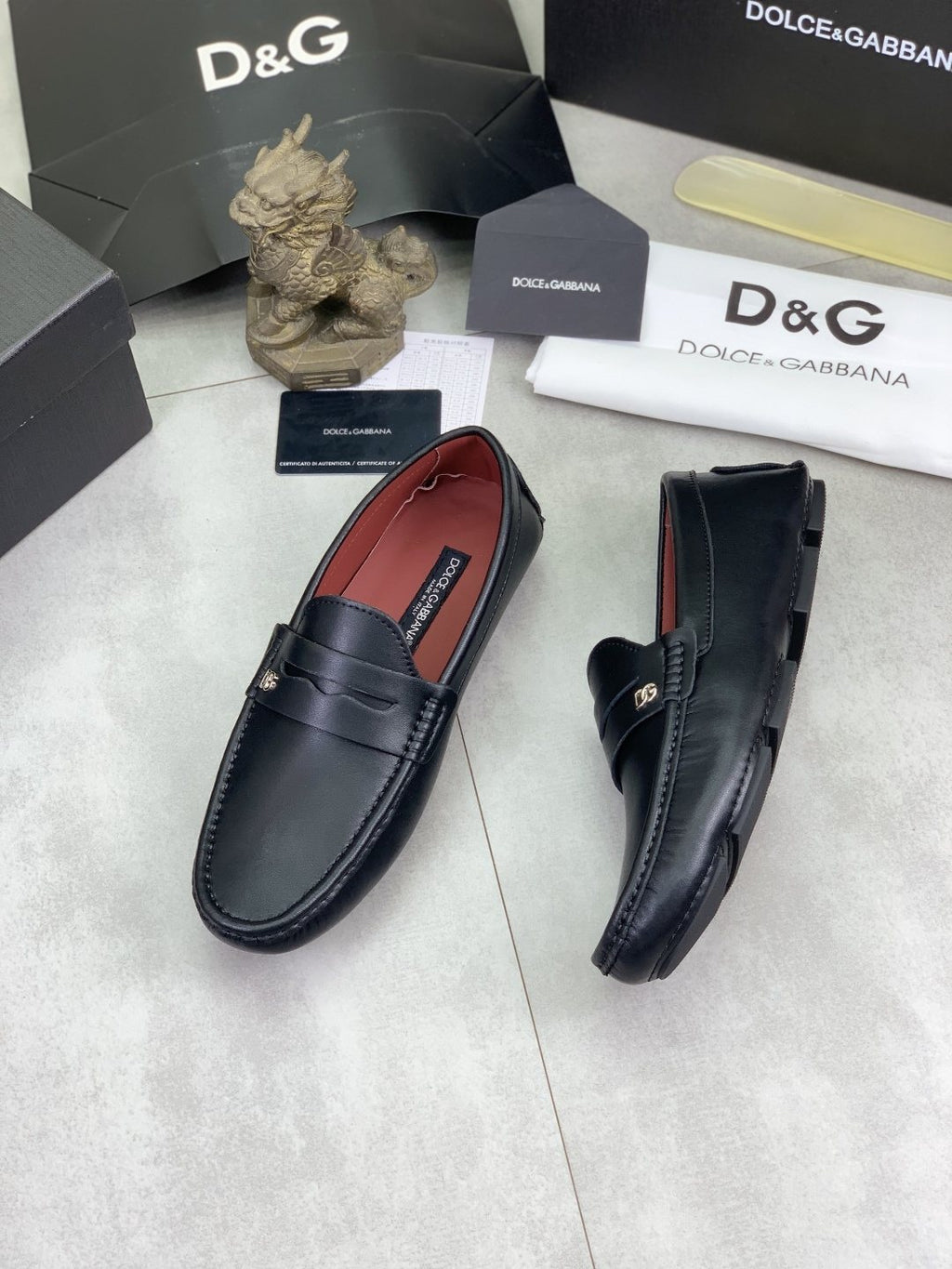 Dolce & Gabbana Navy Driving Loafers — front