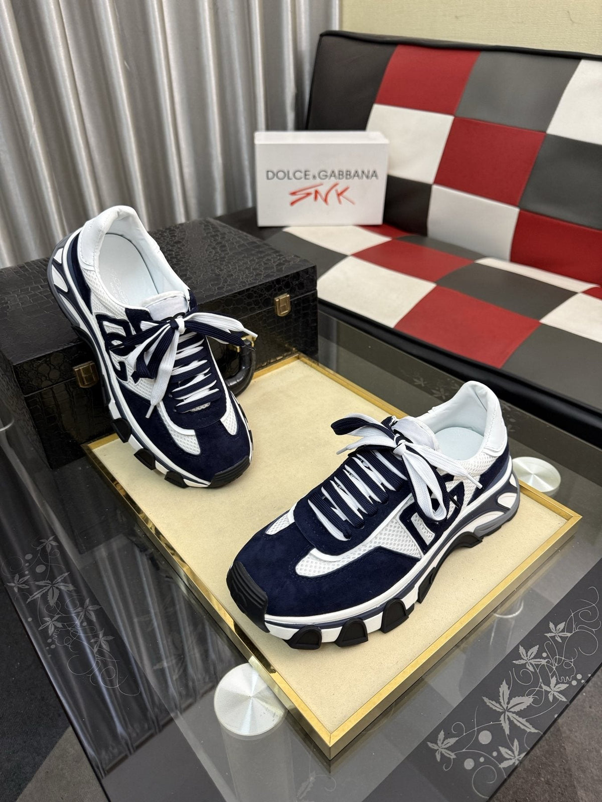 Dolce & Gabbana Navy and White Sneakers — front