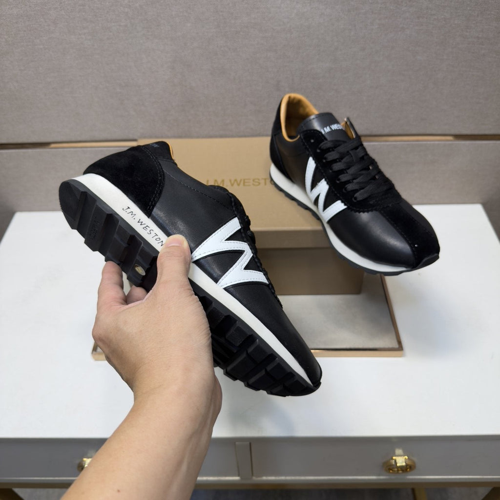 J.M. Weston Black W-Detail Sneakers — model