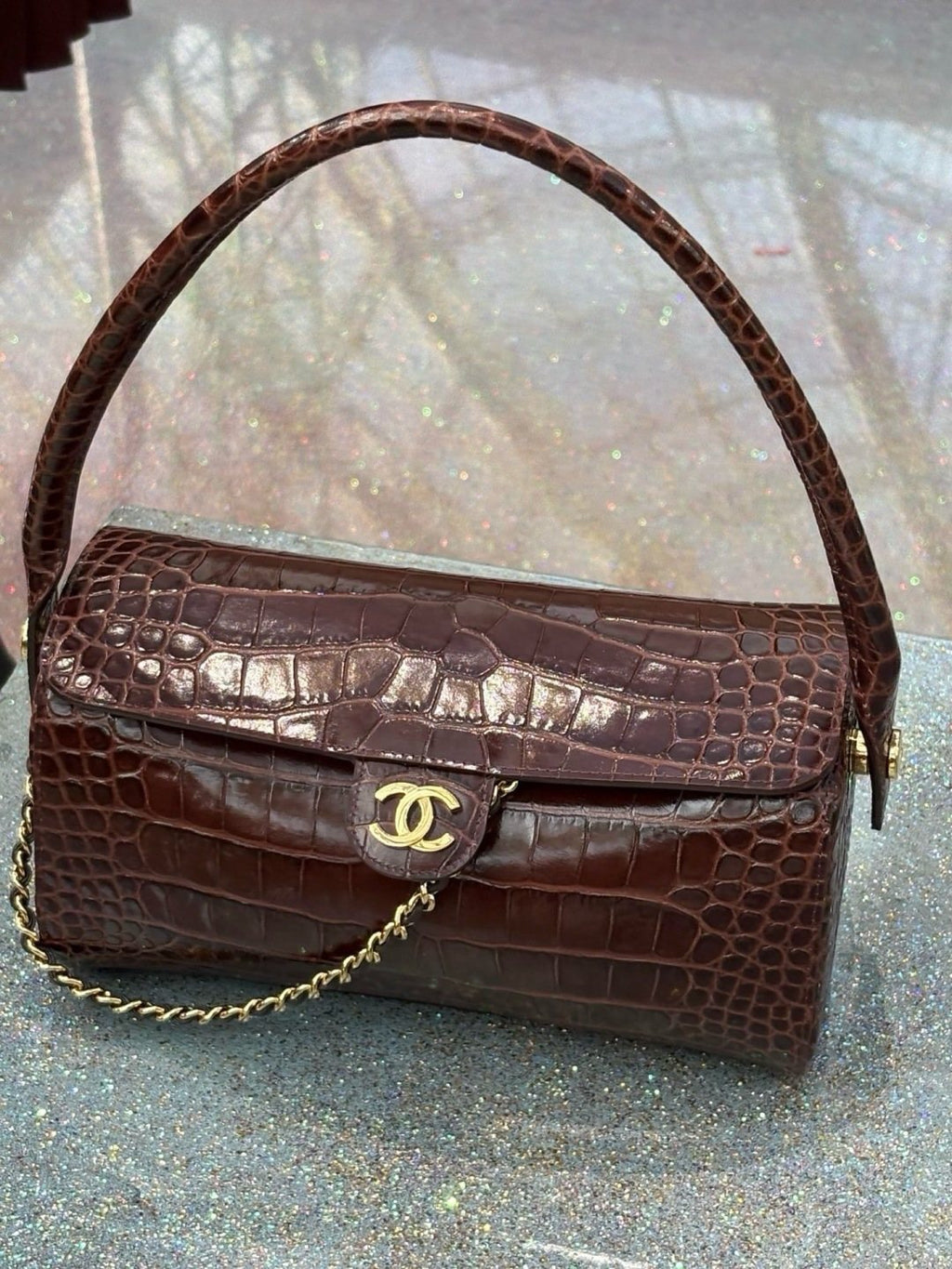 Chanel Crocodile-Embossed Top-Handle Flap Bag — hero