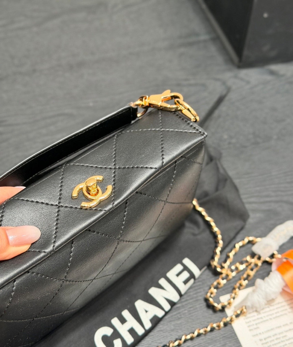 Chanel Diamond-Quilted Top-Handle Bag — detail