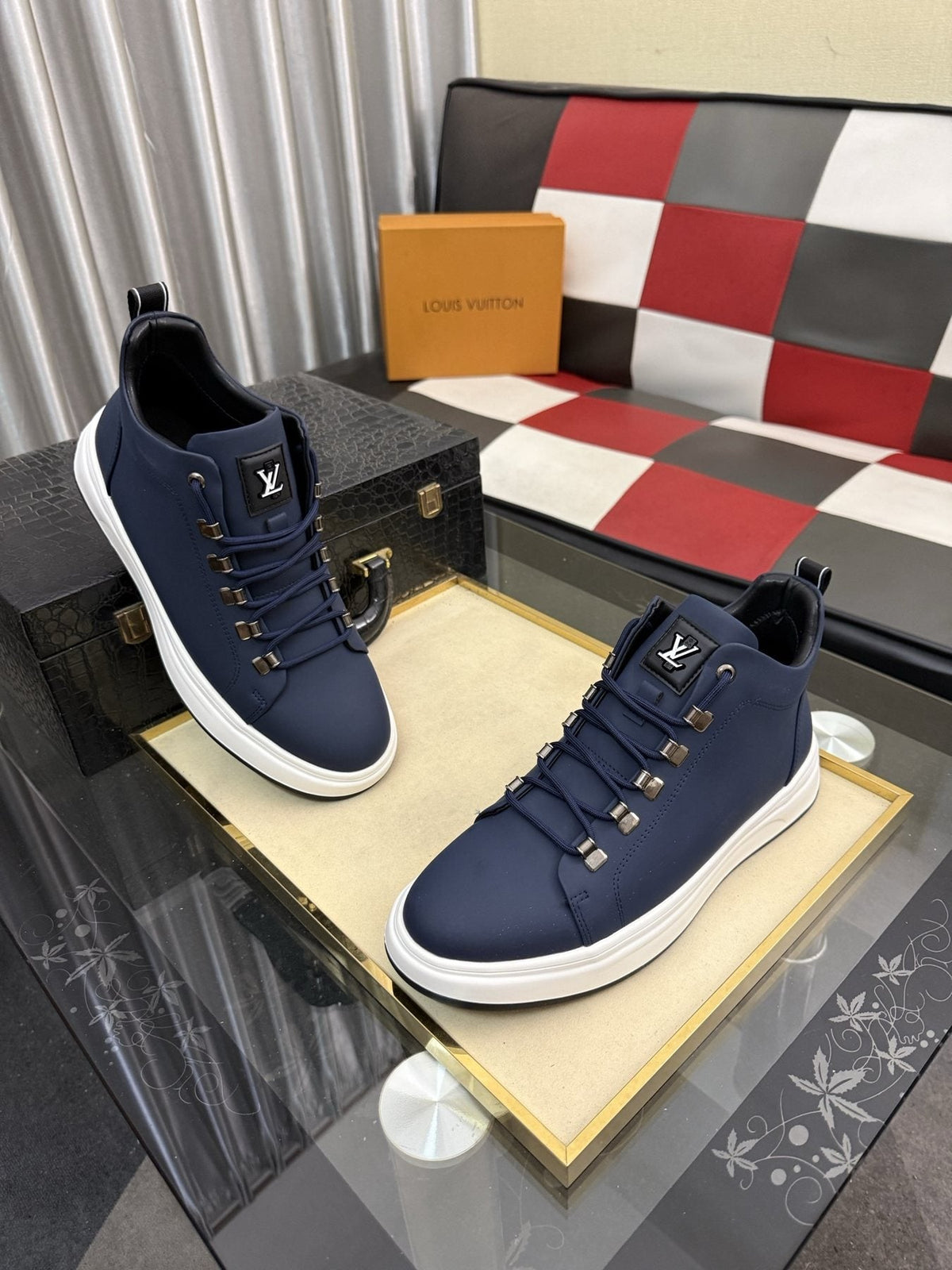 Louis Vuitton Lace-Up High-Top Sneakers — front