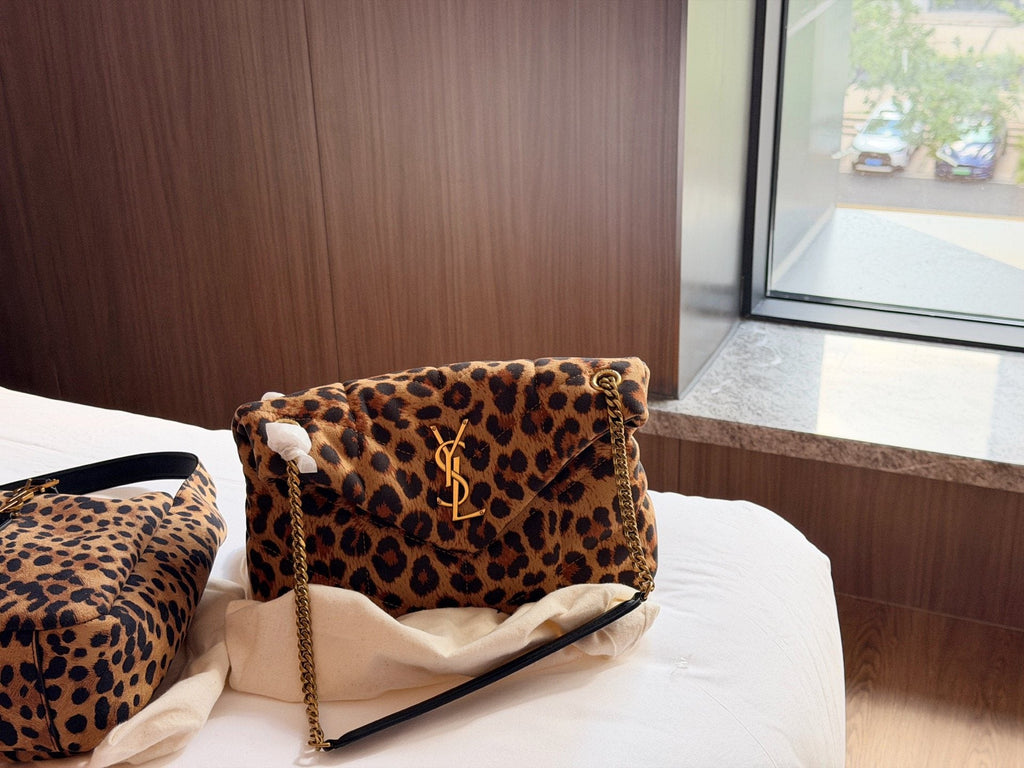 Saint Laurent LouLou Puffer Leopard Print Shoulder Bag — hero