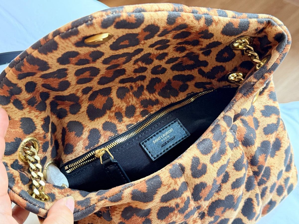 Saint Laurent LouLou Puffer Leopard Print Shoulder Bag — front
