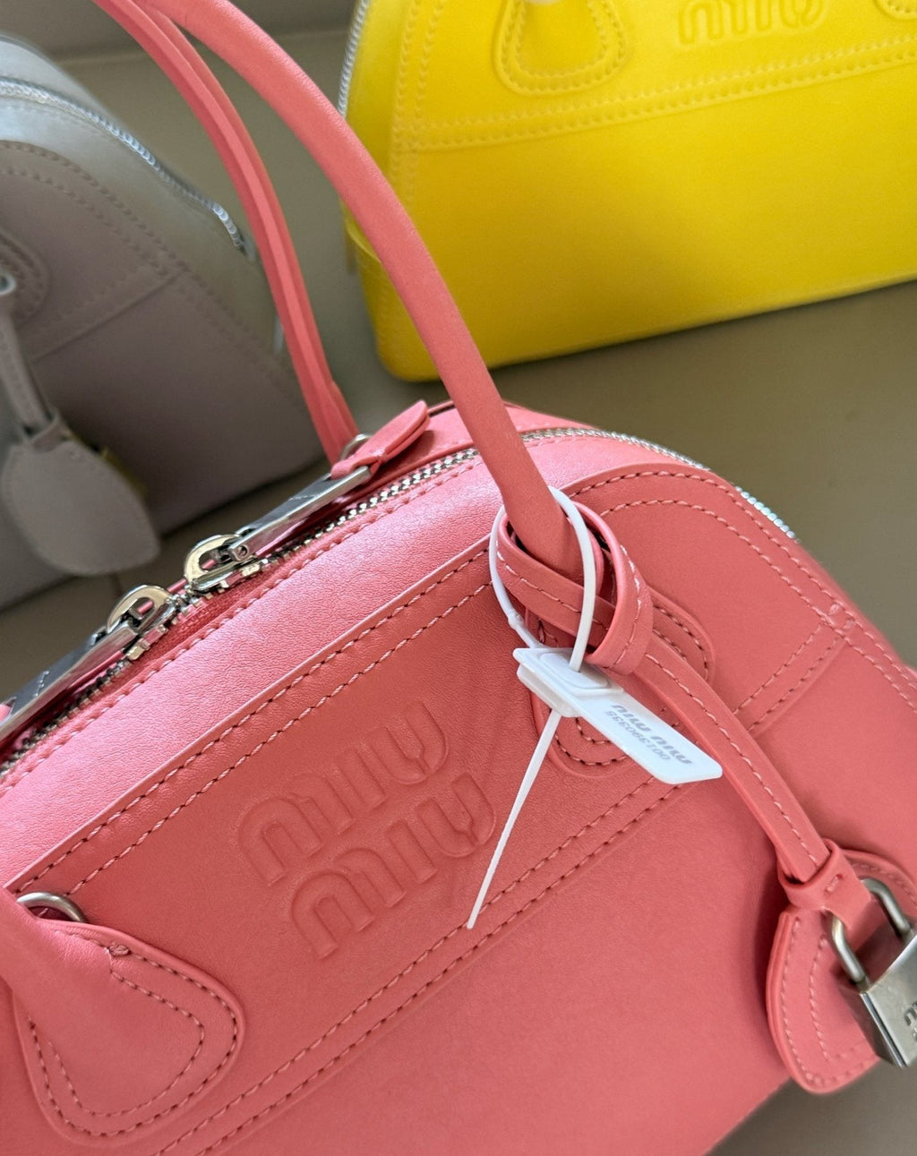 Miu Miu Vivant Zip-Top Bowling Bag — detail