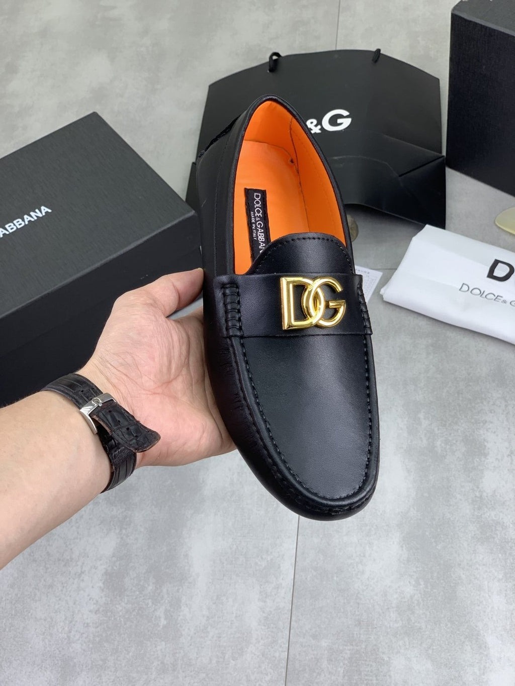 Dolce & Gabbana Apron-Toe Driving Loafers — model