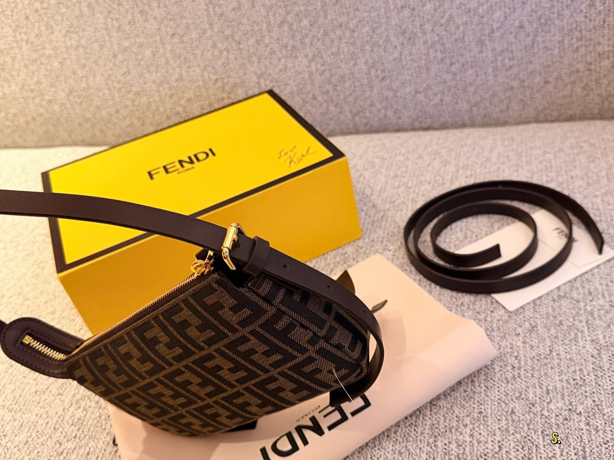 Fendi FF Monogram Zip-Top Shoulder Bag — detail