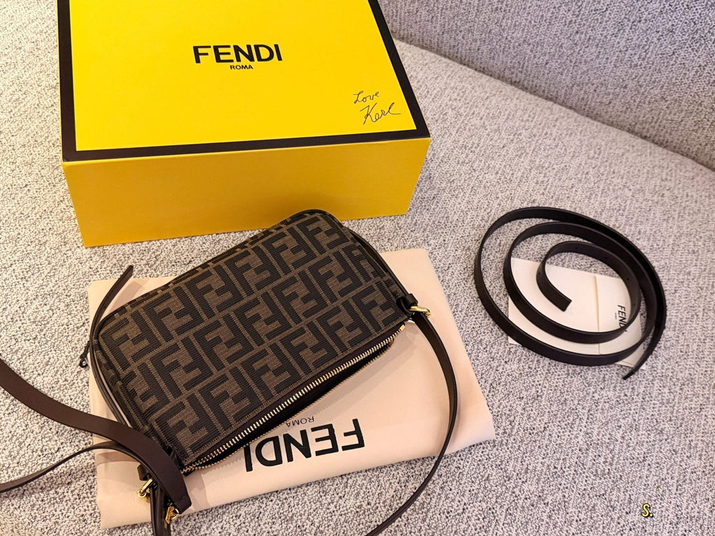 Fendi FF Monogram Zip-Top Shoulder Bag — front