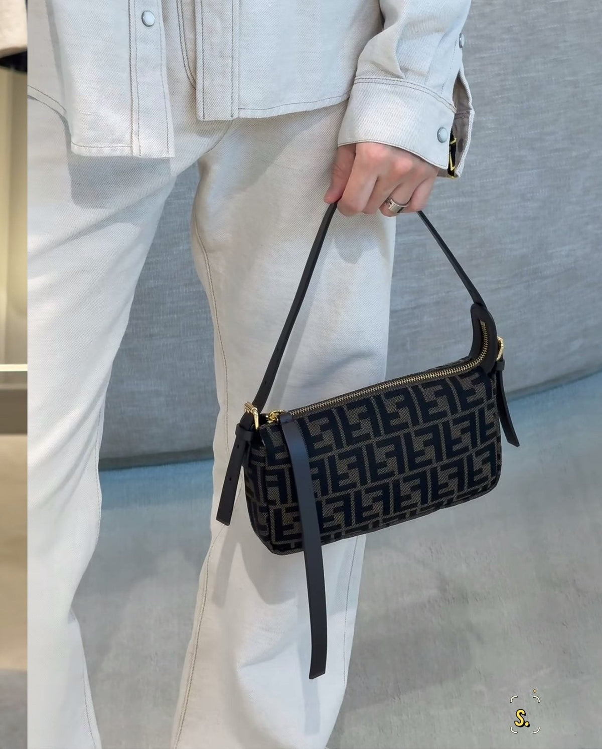 Fendi FF Monogram Zip-Top Shoulder Bag — model