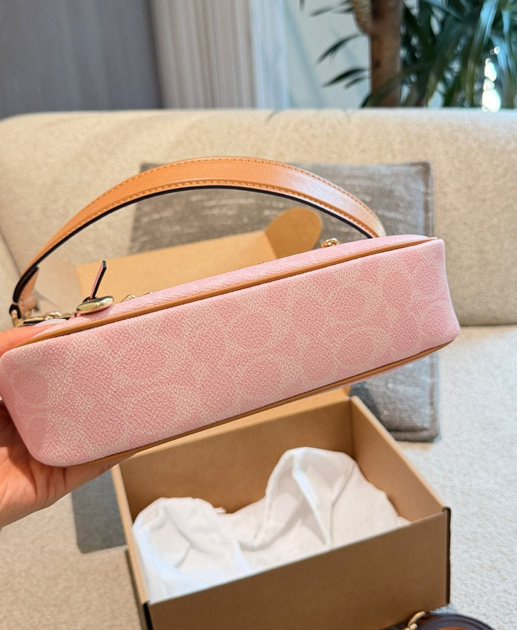 Coach Teri Pink Patterned Flower Charm Shoulder Bag — detail