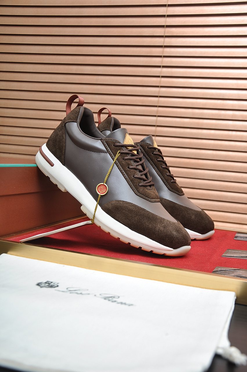 Loro Piana Paneled Lace-Up Sneakers — front