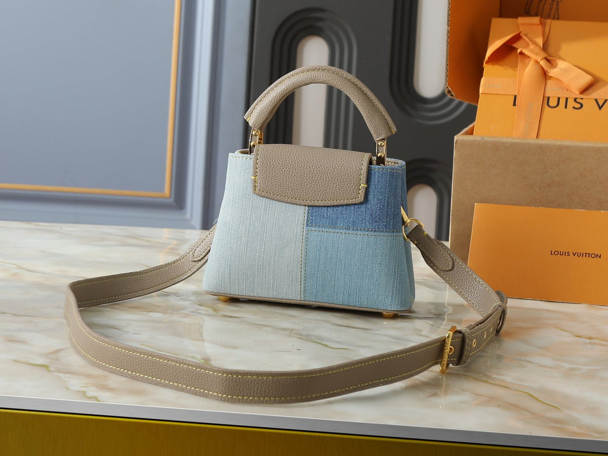 Louis Vuitton Capucines Two-Tone Denim Top-Handle Bag — back