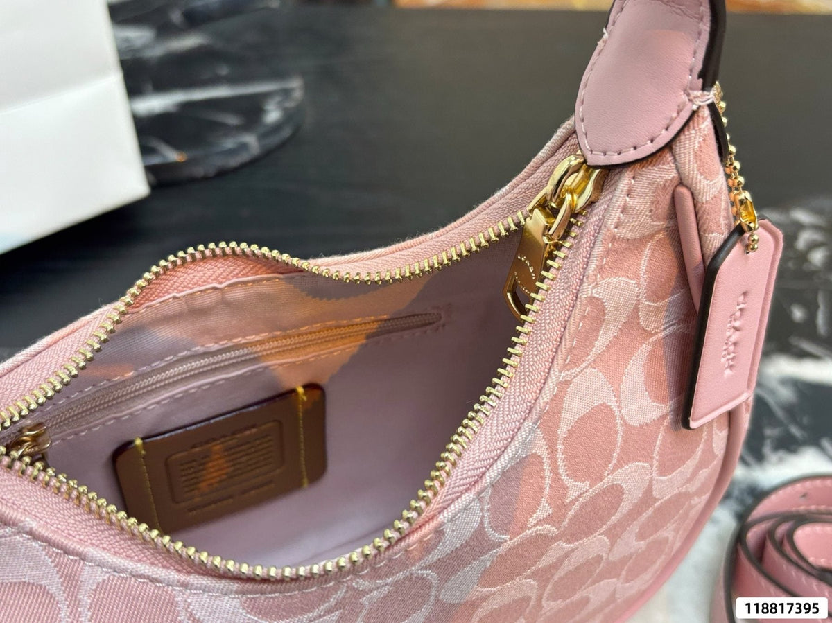 Coach Pink C-Pattern Crescent Shoulder Bag — detail