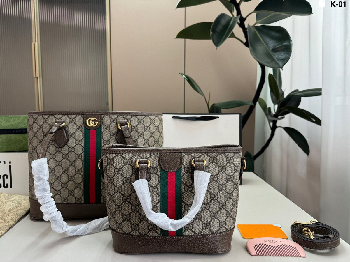 Gucci Patterned Tote with Green-Red Stripe — comparison