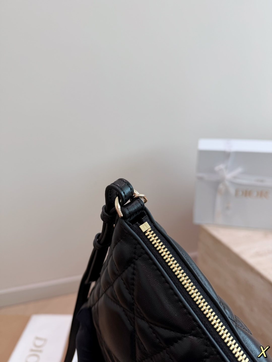 Dior Diorling Quilted Hobo Shoulder Bag — detail