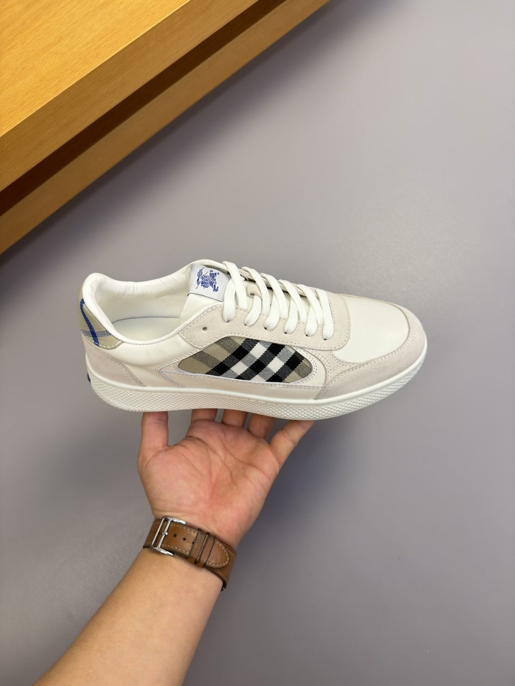 Burberry Check-Panel Low-Top Sneakers — model