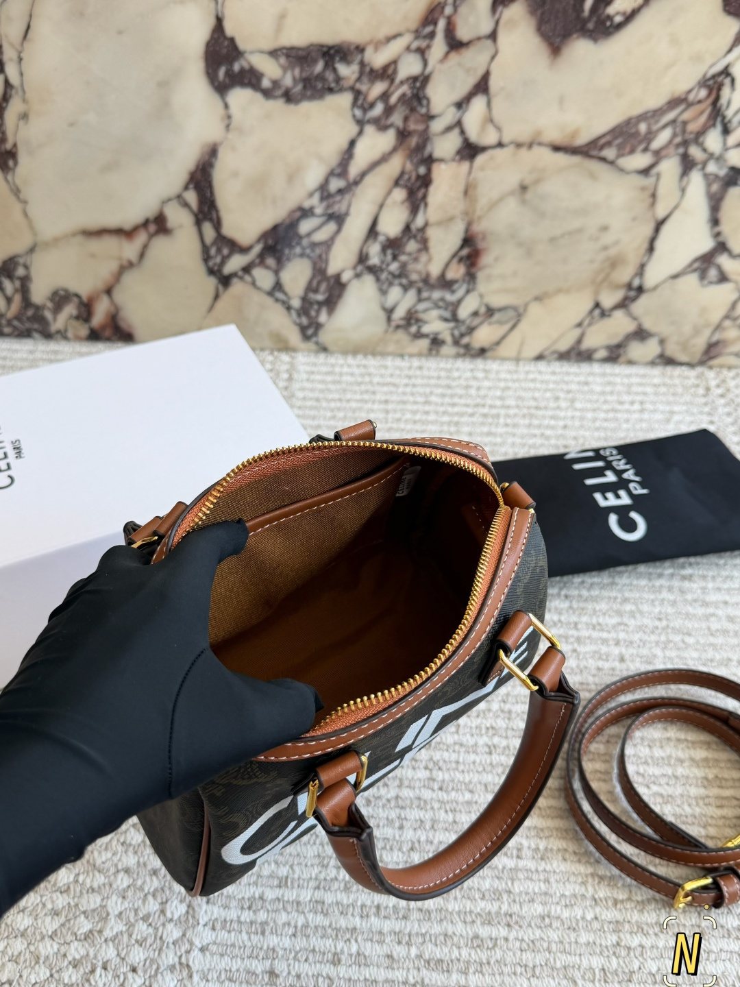 Celine Monogram Rounded Top-Handle Bag — front