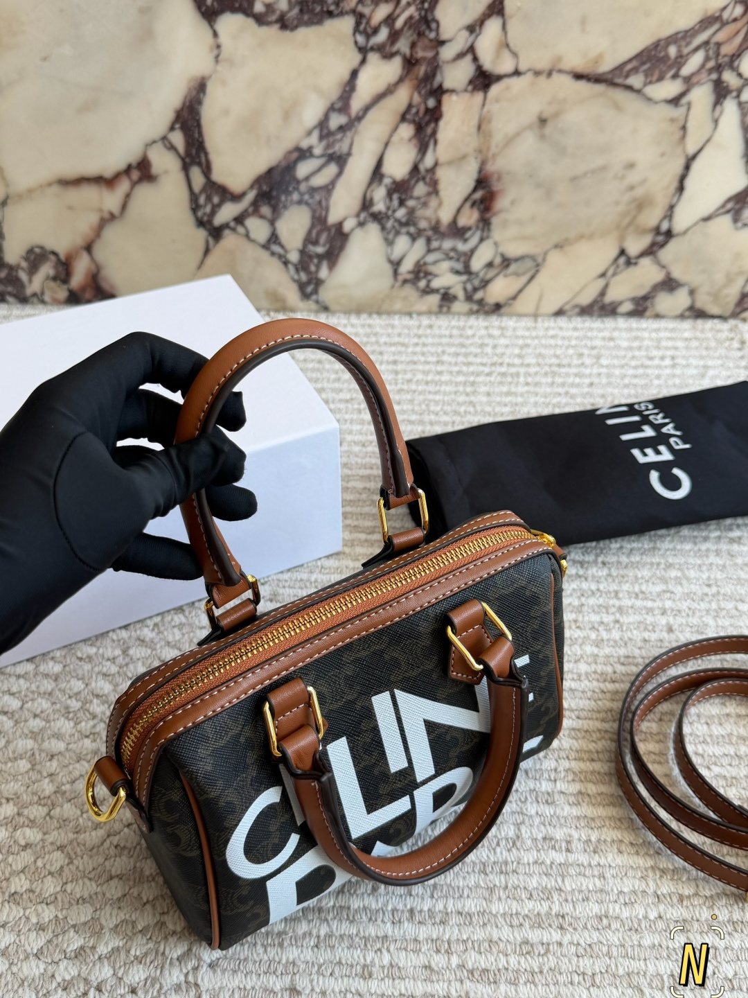 Celine Monogram Rounded Top-Handle Bag — front