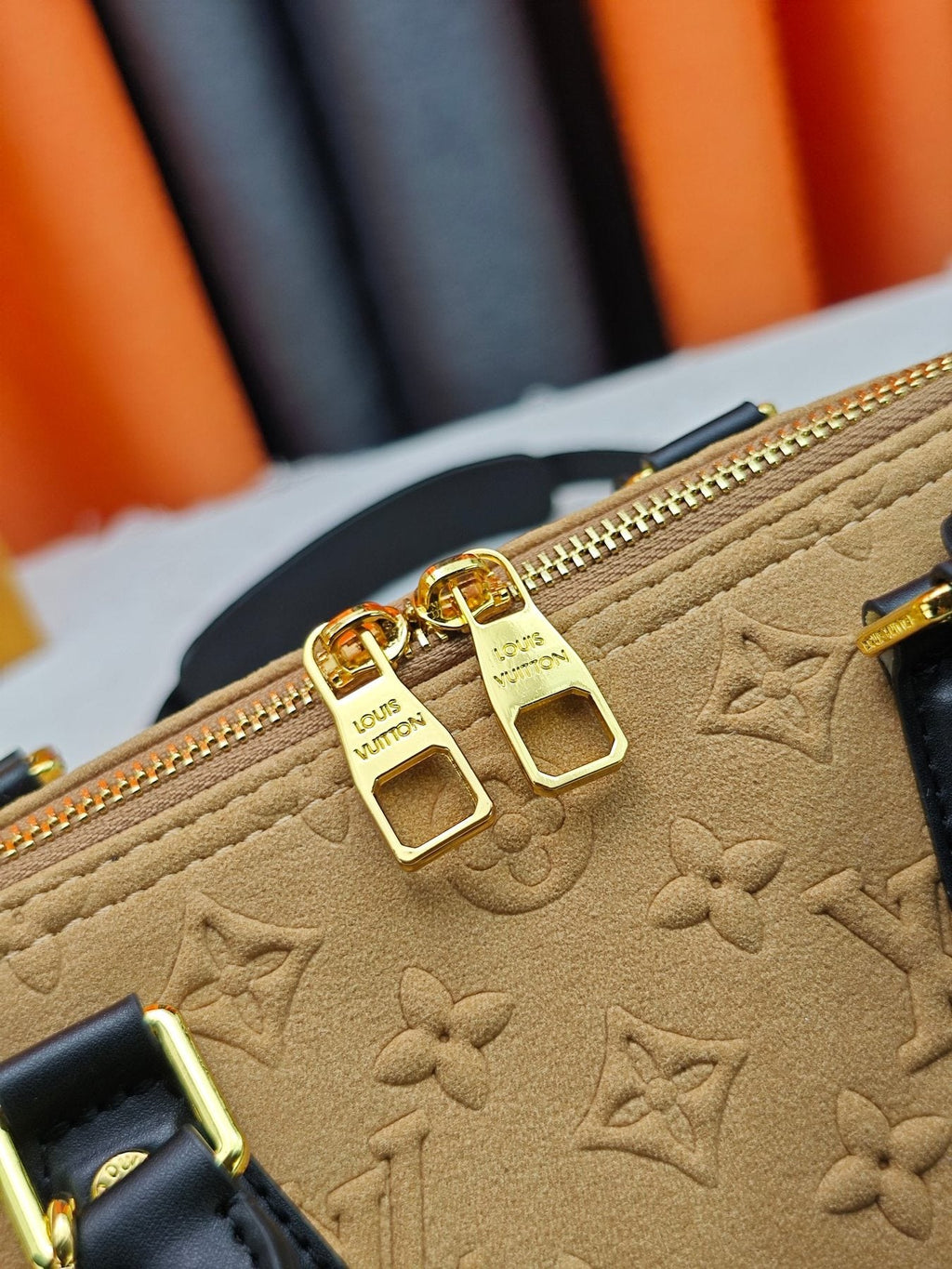Louis Vuitton Speedy Soft Embossed Monogram Satchel — detail