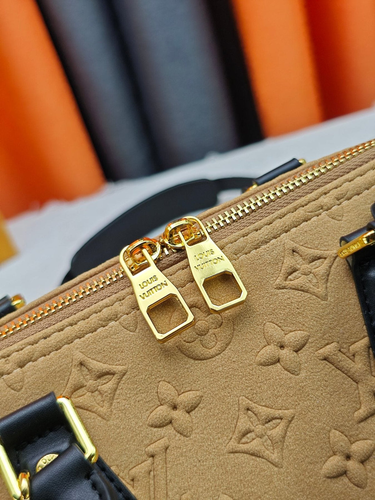 Louis Vuitton Speedy Soft Embossed Monogram Satchel — detail