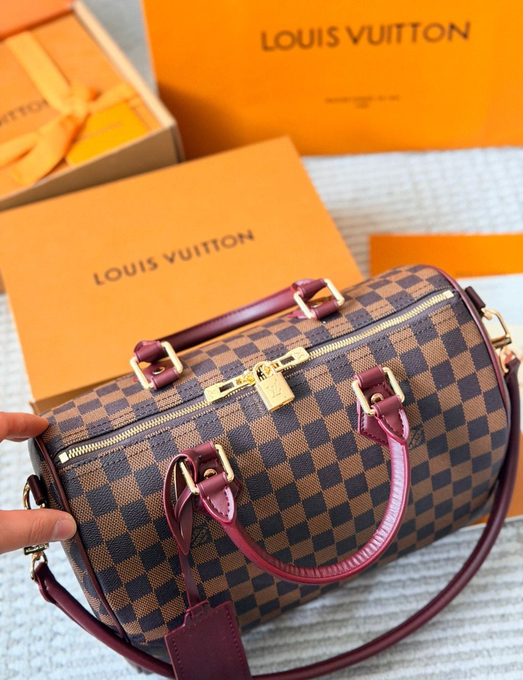 Louis Vuitton Speedy Damier Ebene Satchel — front