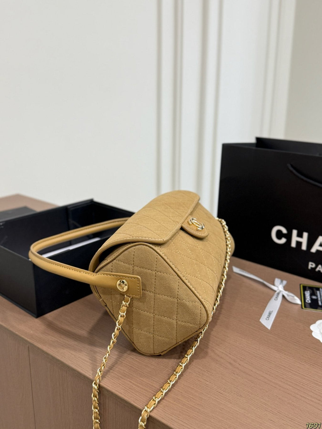 Chanel Quilted Bowling Shoulder Bag — side