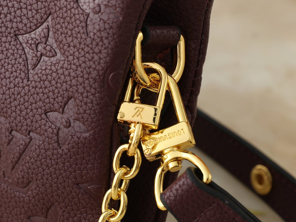 Louis Vuitton Liv Pochette Burgundy Embossed Shoulder Bag — detail