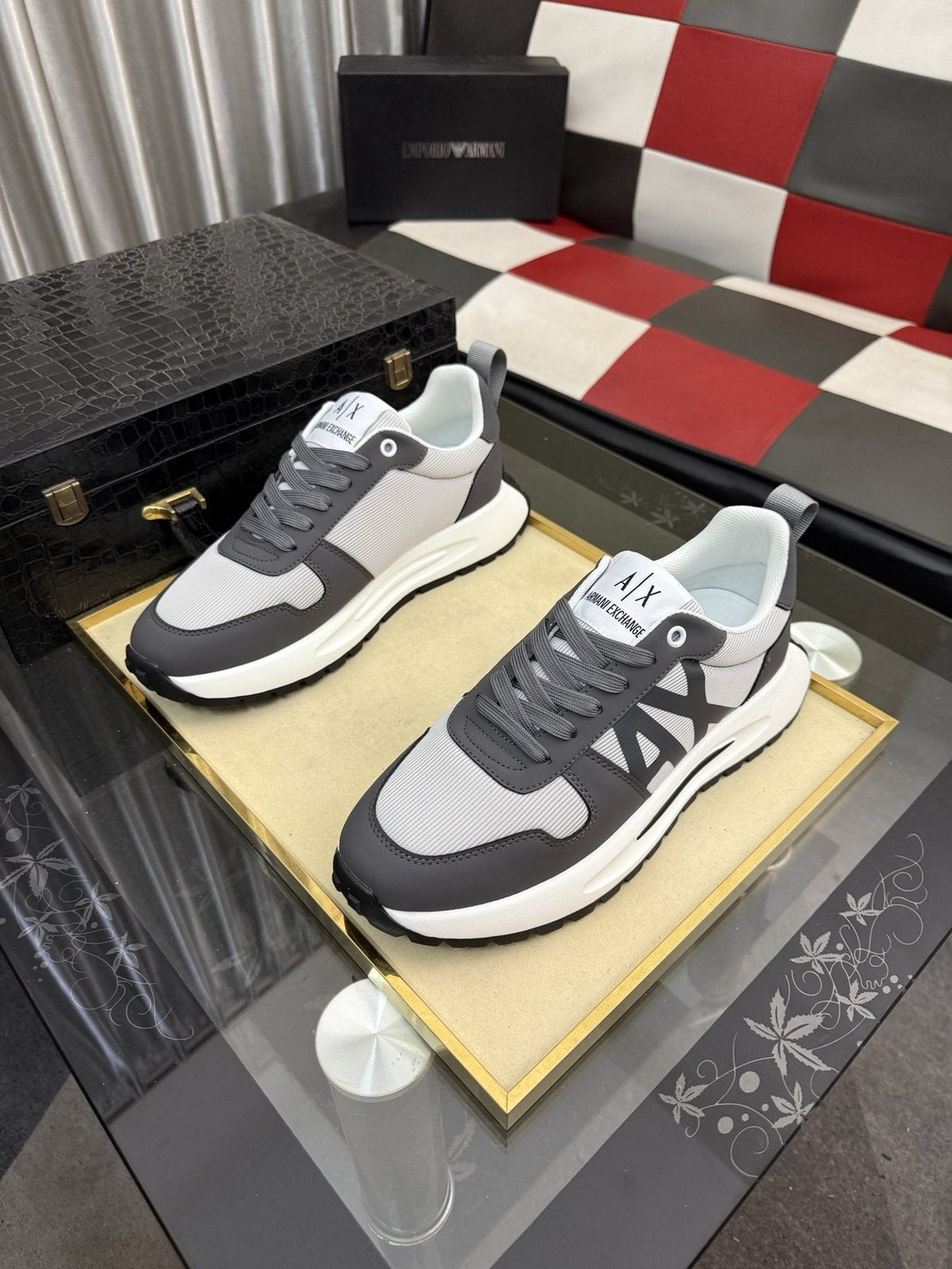 Armani Side-Graphic Casual Sneakers — front