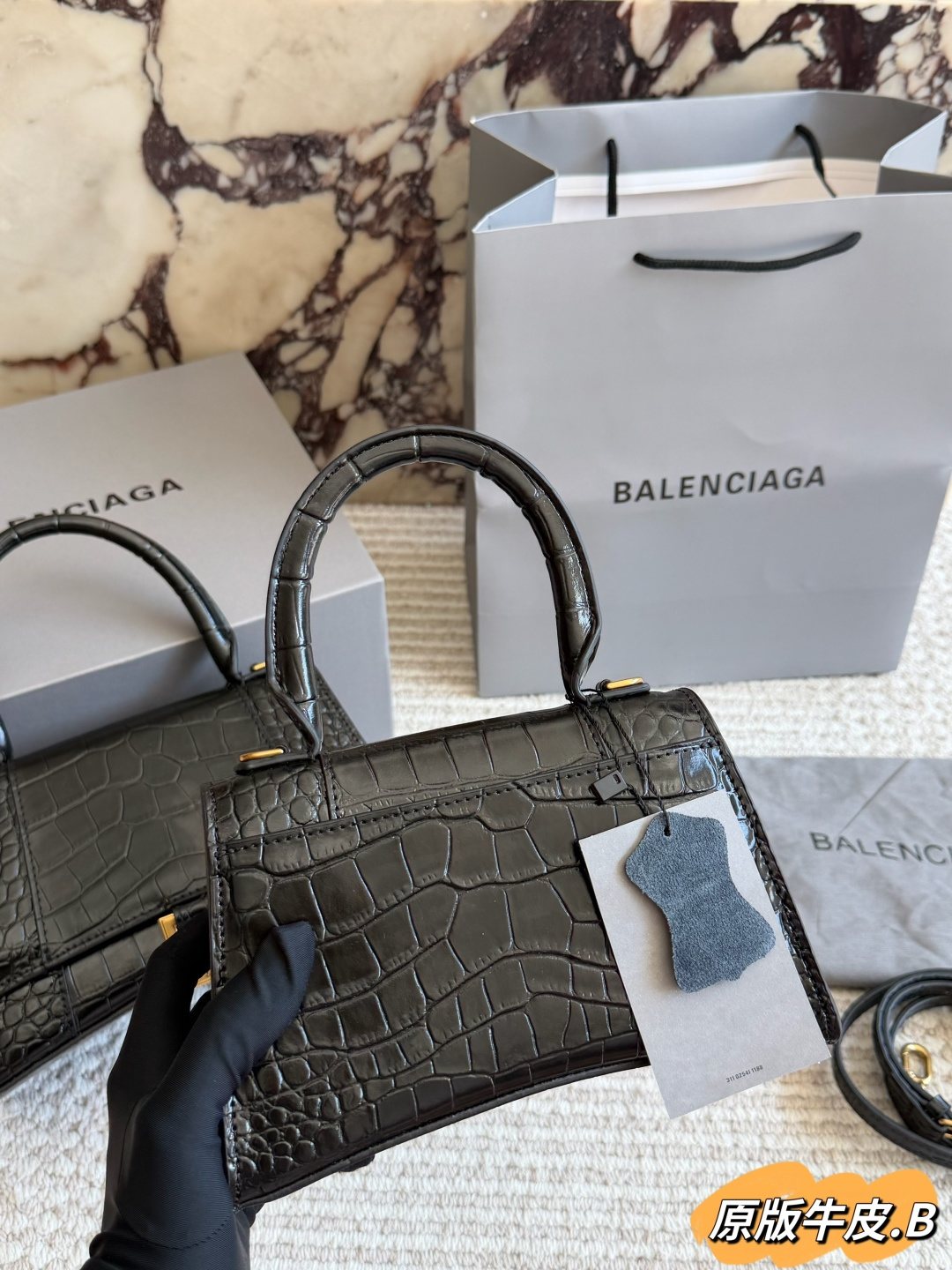 Balenciaga Hourglass Top-Handle Shoulder Bag — back