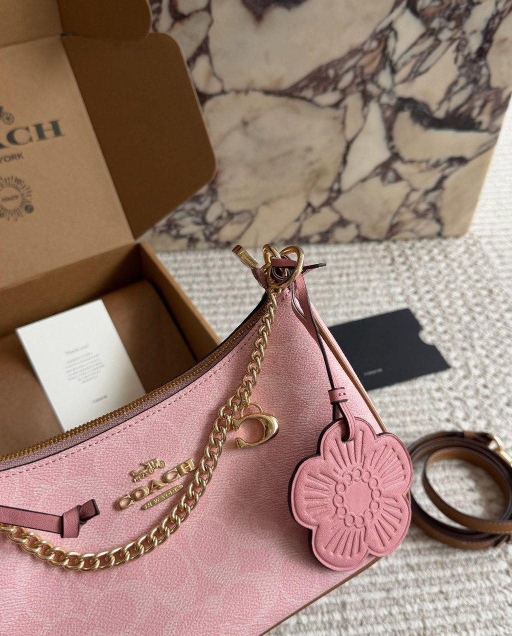 Coach Teri Pink Patterned Shoulder Bag — detail