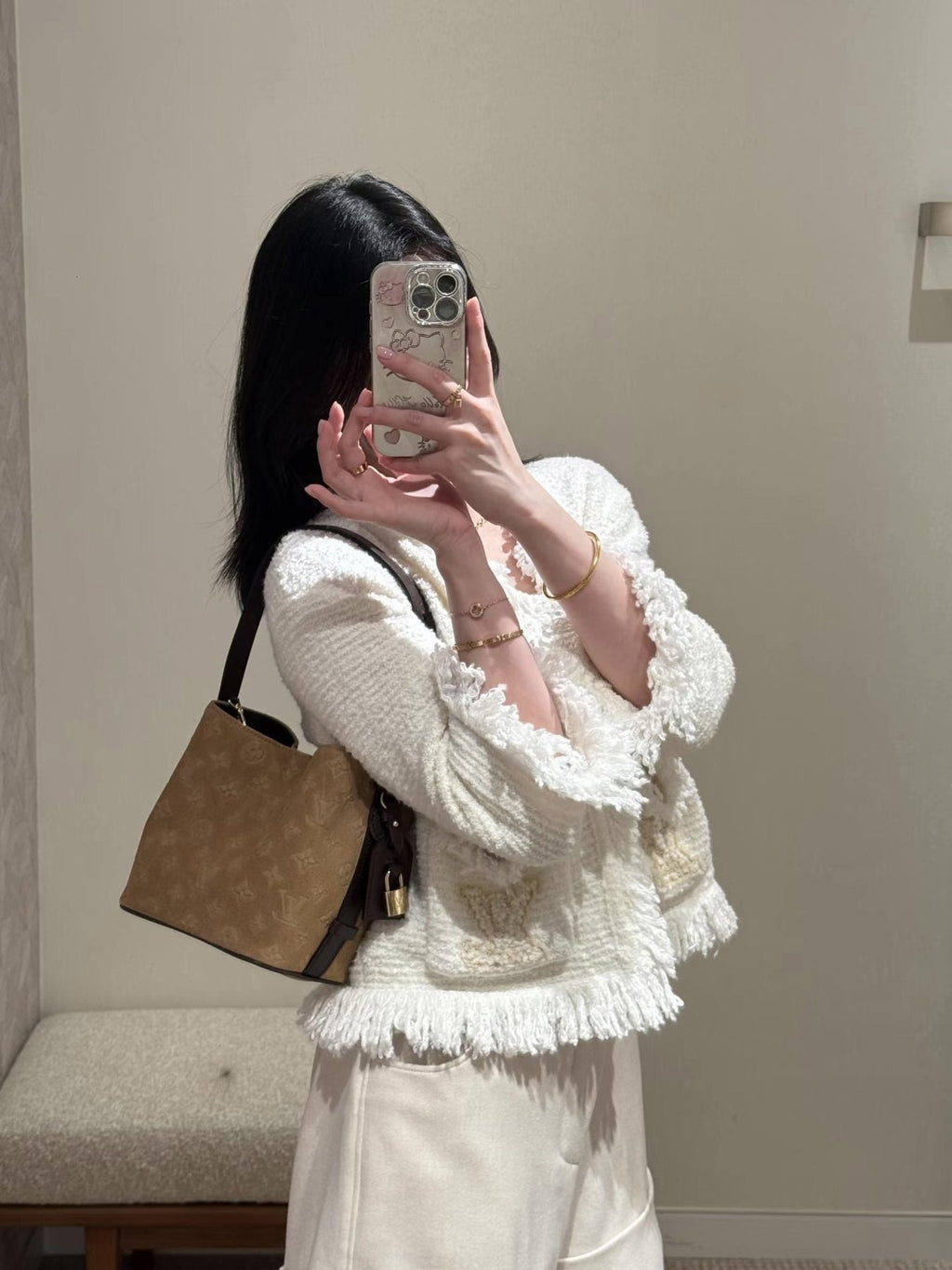 Louis Vuitton Allin BB Monogram Bucket Bag — model