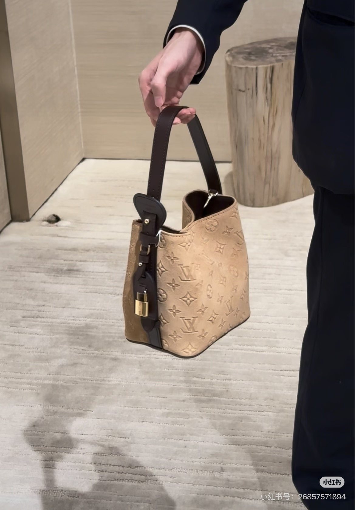 Louis Vuitton Allin BB Monogram Bucket Bag — model