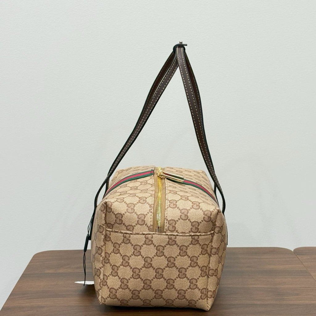 Gucci Monogram Zip-Top Boston Bag — side