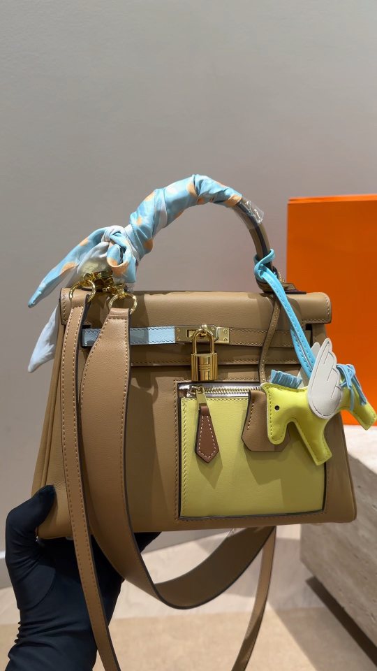 Hermès Kelly Colormatic Colorblock Top-Handle Bag — front