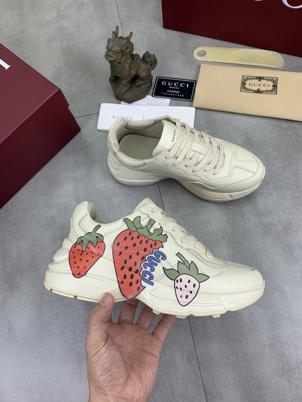 Gucci Strawberry Graphic Chunky Sneakers — model