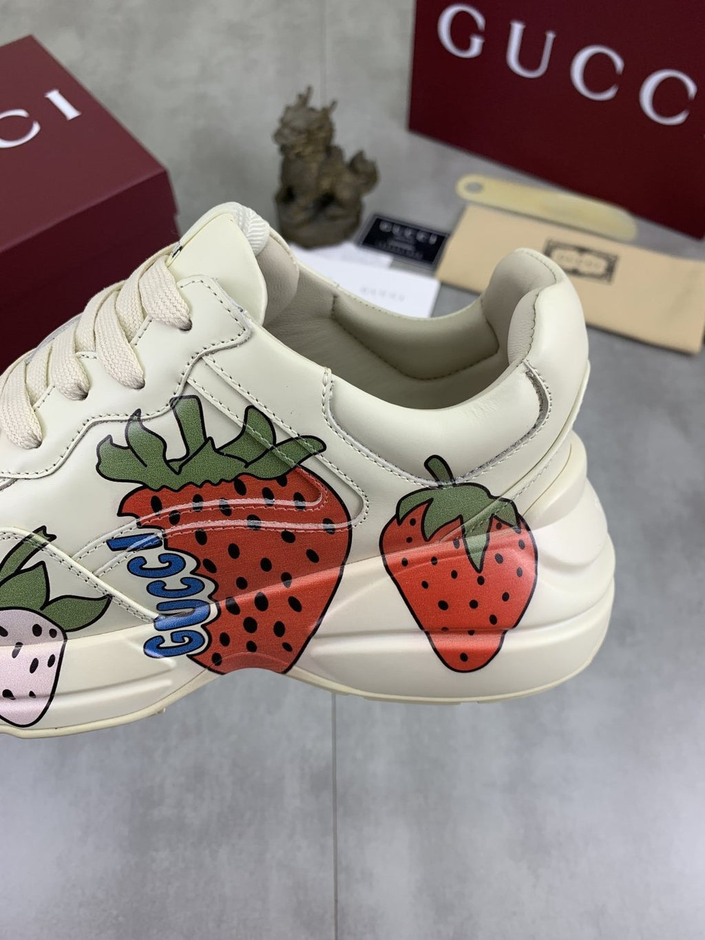 Gucci Strawberry Graphic Chunky Sneakers — detail
